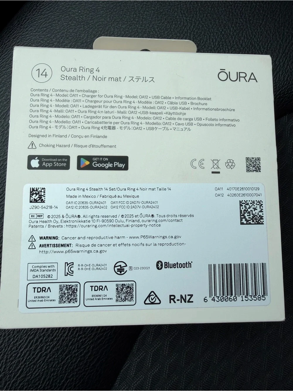 Oura Ring 4 - Stealth (Size 14)